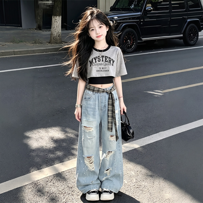 【メール便OK】Y2K ショート丈 ロゴ半袖リンガーTシャツ 　wrw10621026