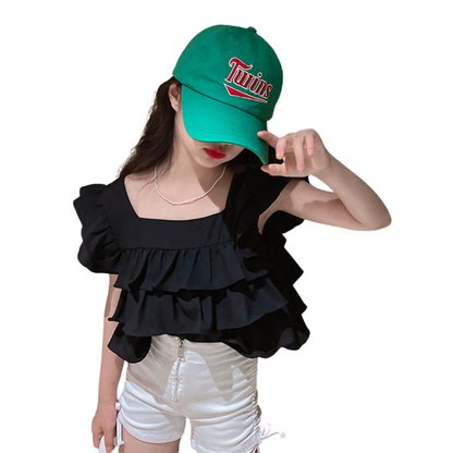 【メール便OK】フリルスクエアネックTシャツ  wrw25ss405