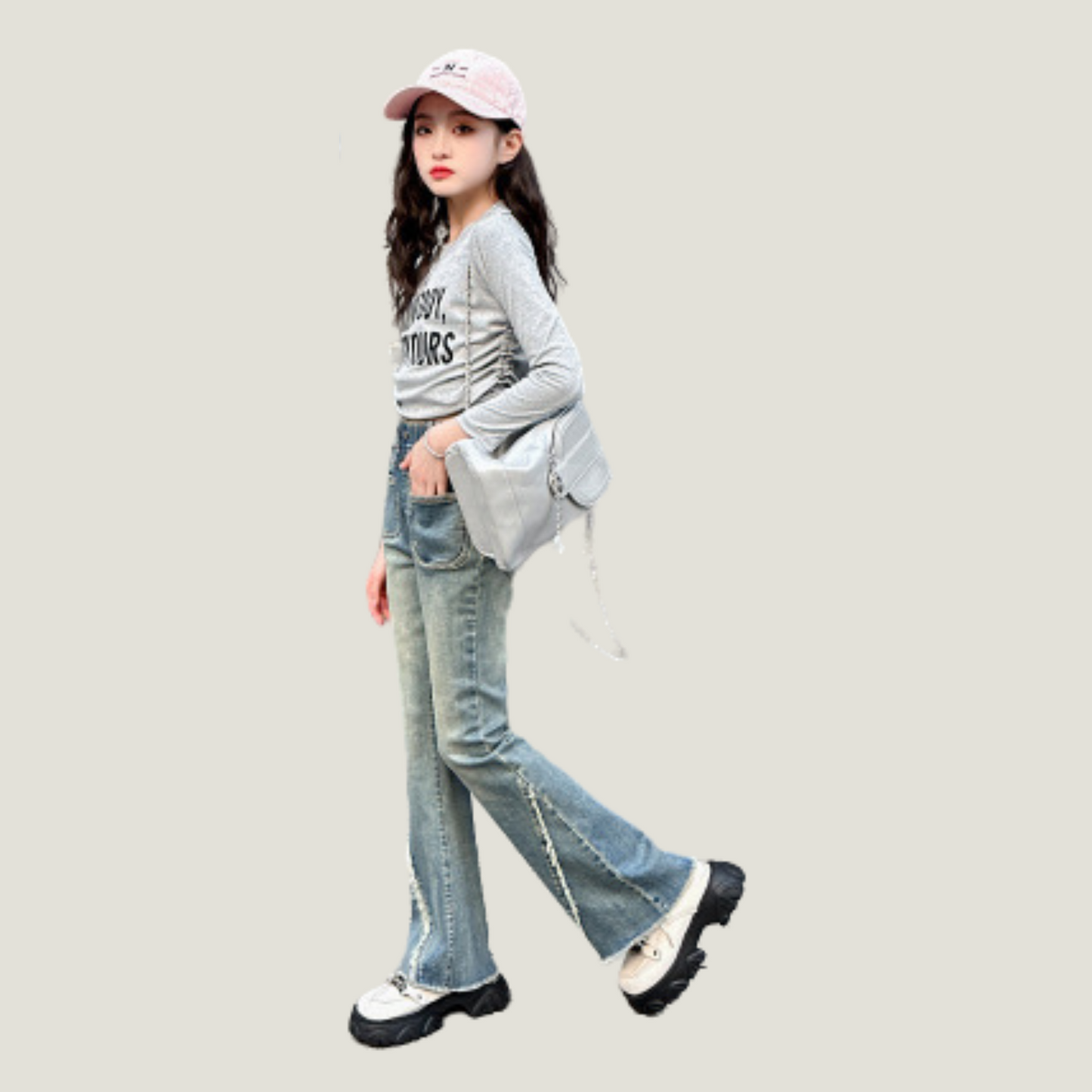 フロント＆バックポケット付きフレアデニムパンツ wrw25aw096