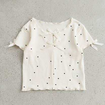 ドット柄リボンメロウTシャツャツ	wrw1062326