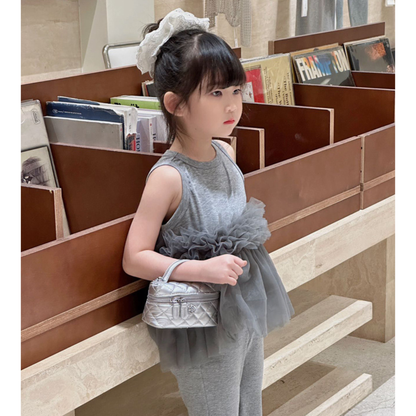 ノースリーブ チュール ドッキング ペプラムTシャツ   wrw1062636