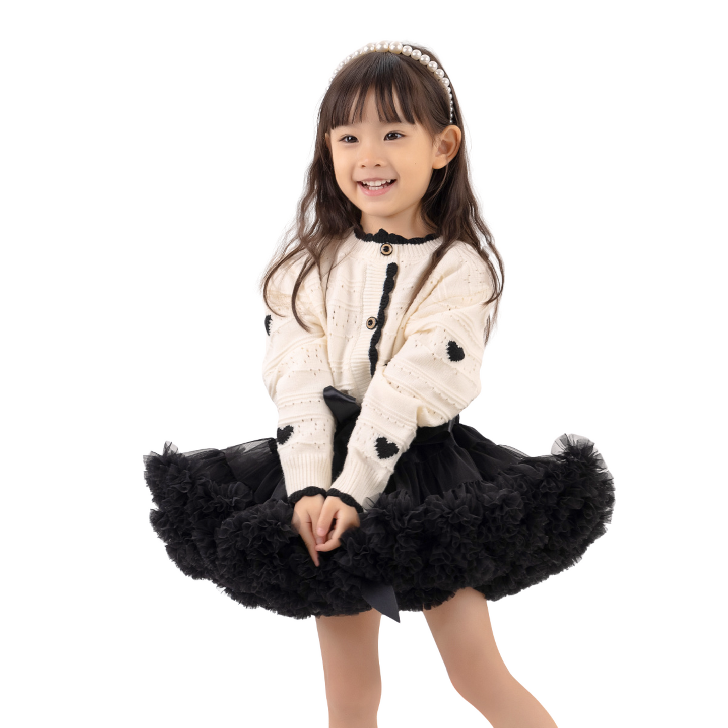 黒ハート柄ニットカーディガン  wrw25sp034