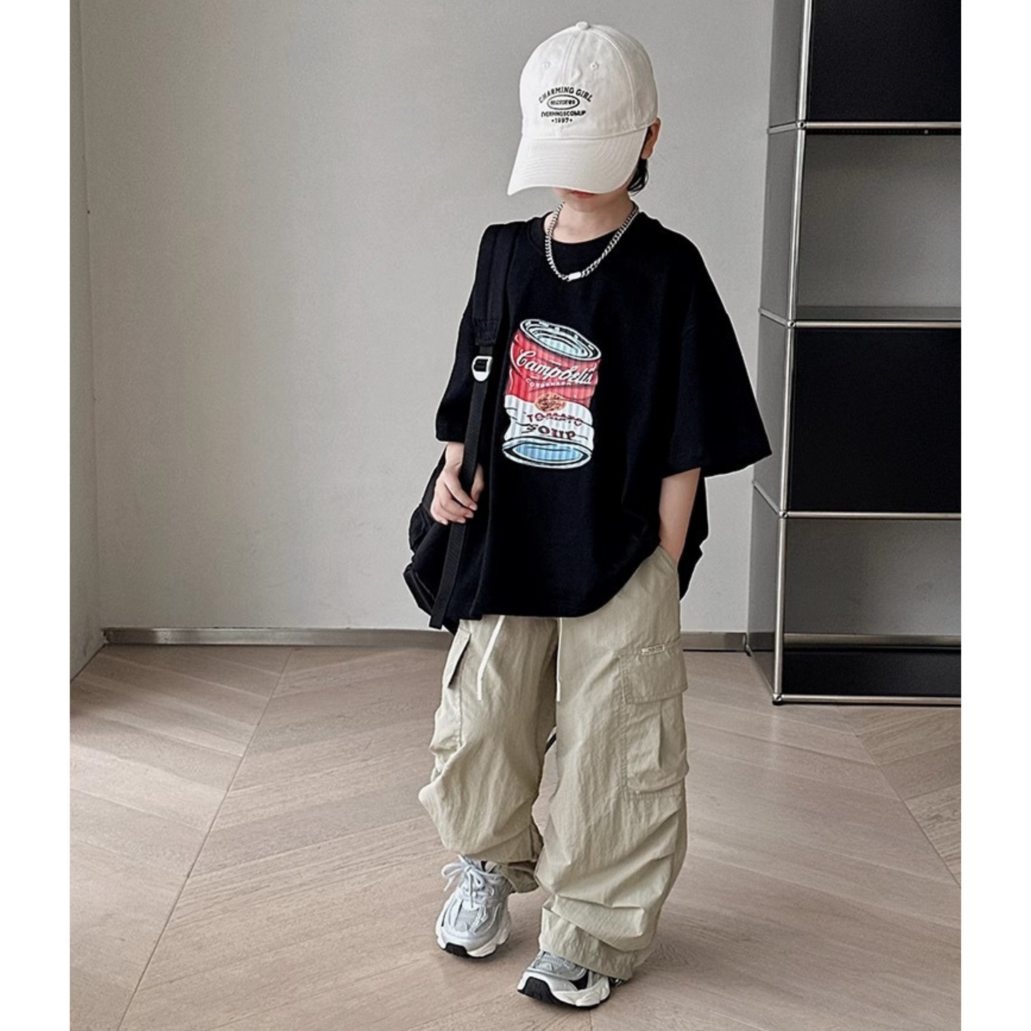 【メール便OK】キャンベル風半袖グラフィックプリントTシャツ  wrw25ss308