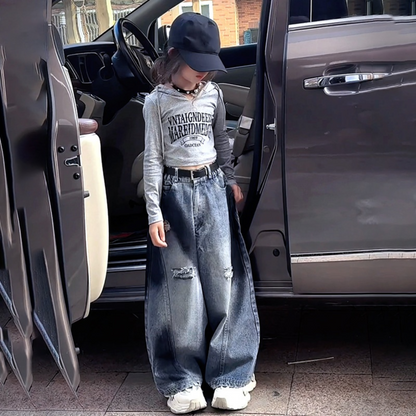 ストリートスタイルダメージワイドデニムパンツ wrw25aw063