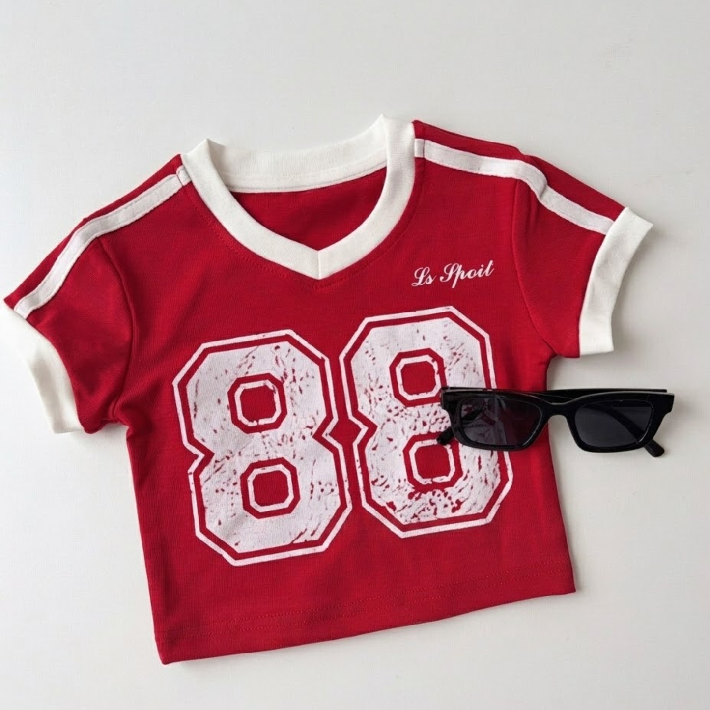 ナンバリングプリント VネックラインTシャツ	wrw1062226