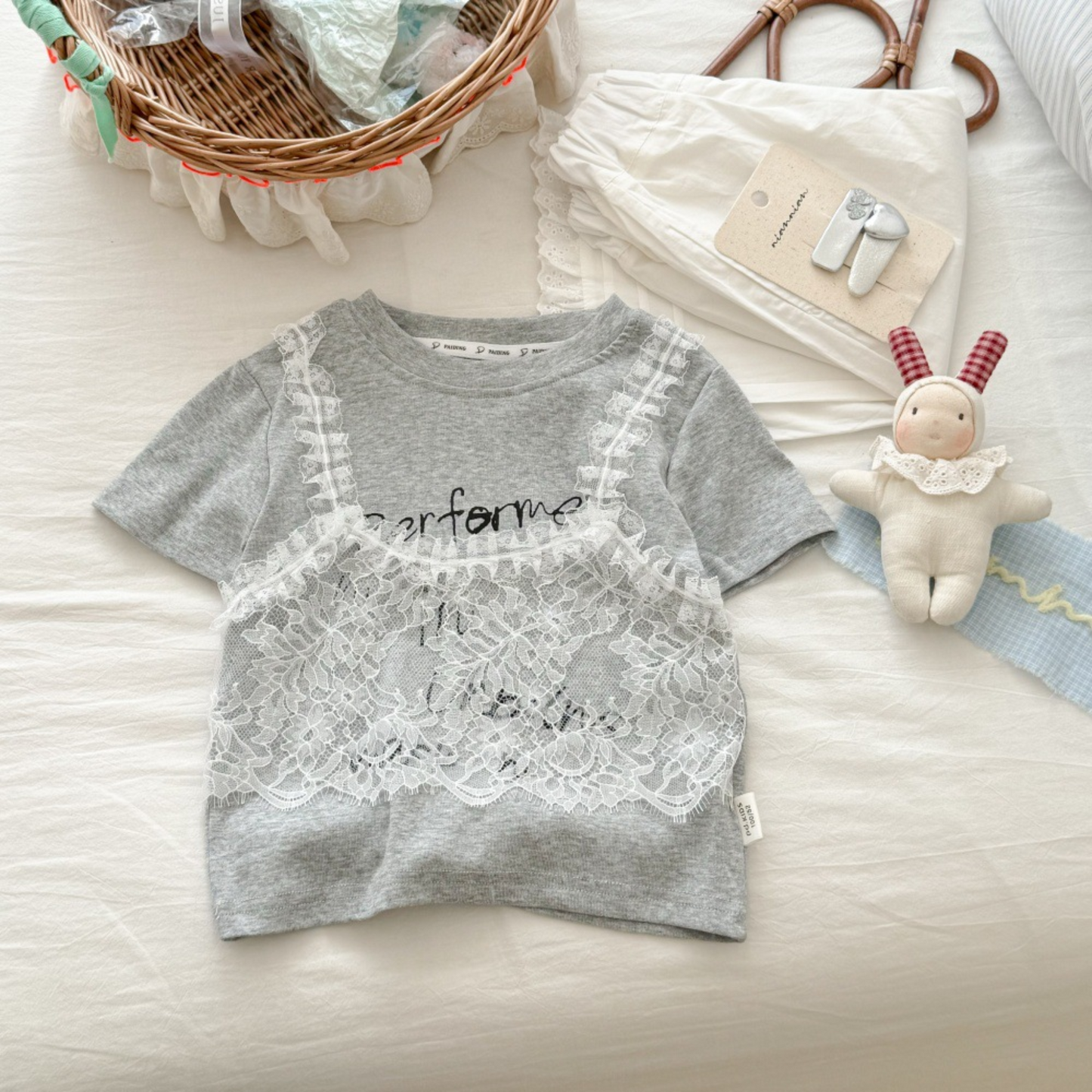 【メール便OK】2レイヤースタイルレースビスチェTシャツ  wrw25ss358