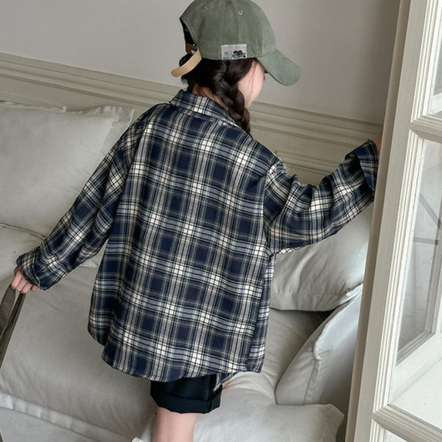 ルーズシルエットチェックネル長袖シャツ　wrw25aw160