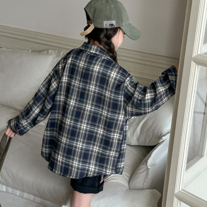 ルーズシルエットチェックネル長袖シャツ　wrw25aw160