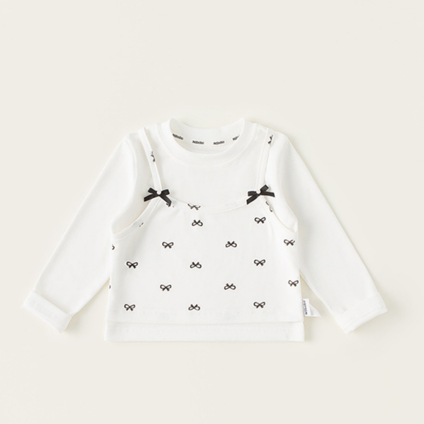 【メール便OK】小さなリボン柄キャミソール風長袖ロンT　wrw25aw015