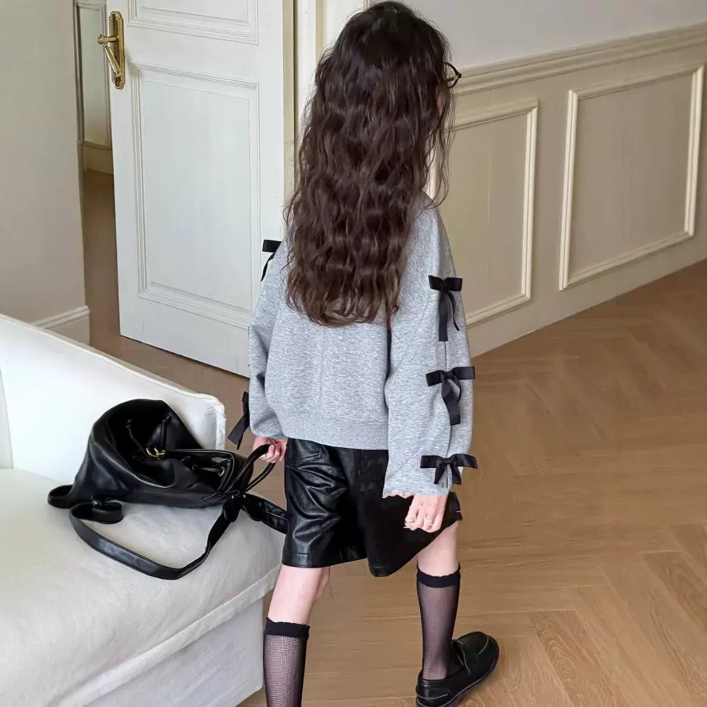 袖リボンスウェットロンT  wrw24aw970