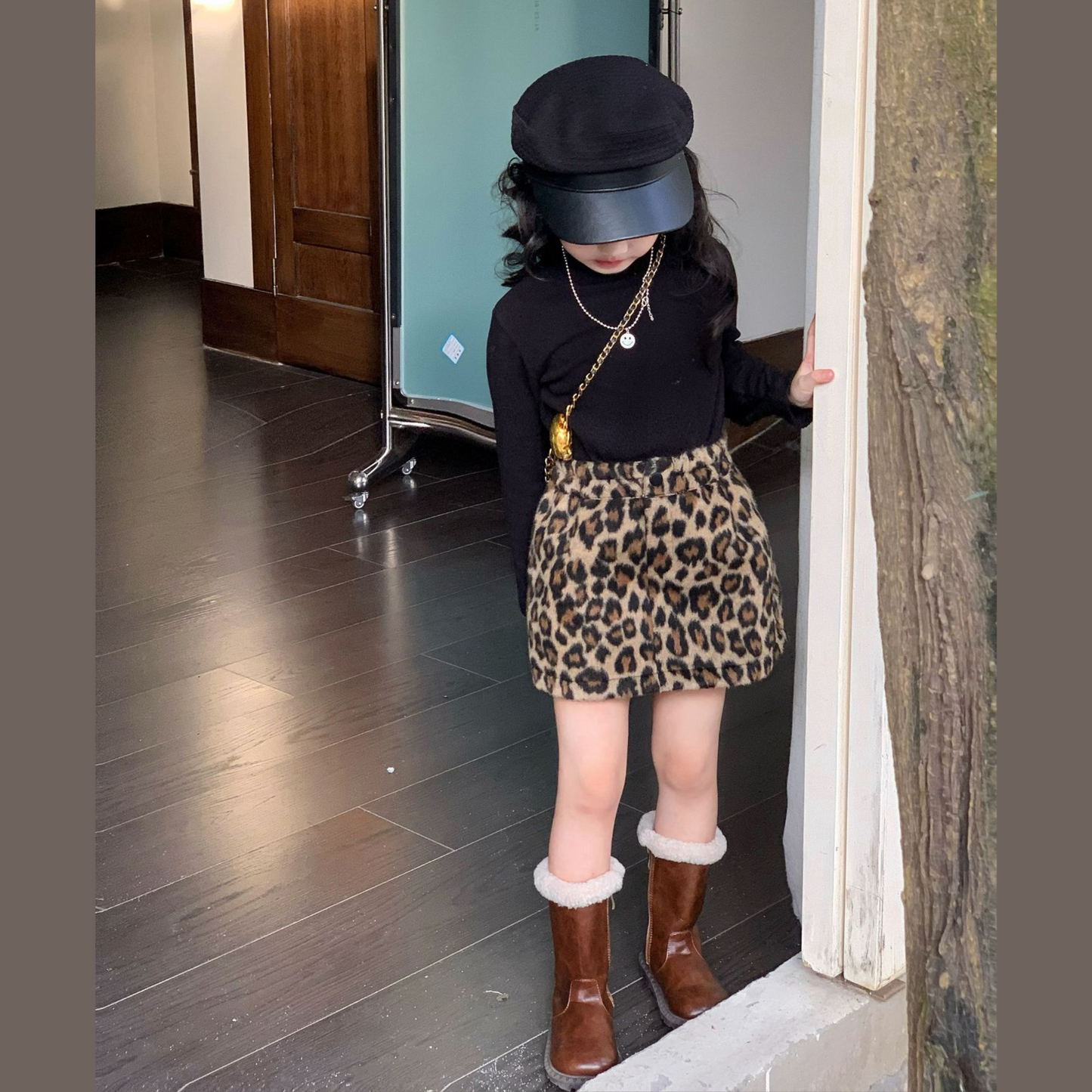 レオパード柄ボアミニスカート　wrw24aw910