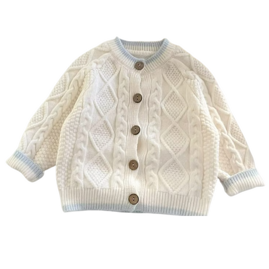 【メール便OK】袖口と裾のライン配色ウッドボタンニットセーター　wrw25aw020