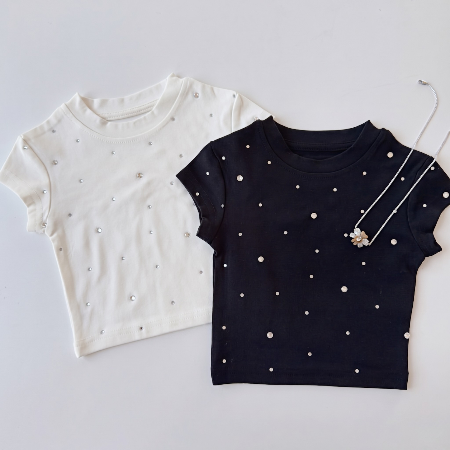 ラインストーン散りばめ 半袖チビTシャツ	wrw1062146
