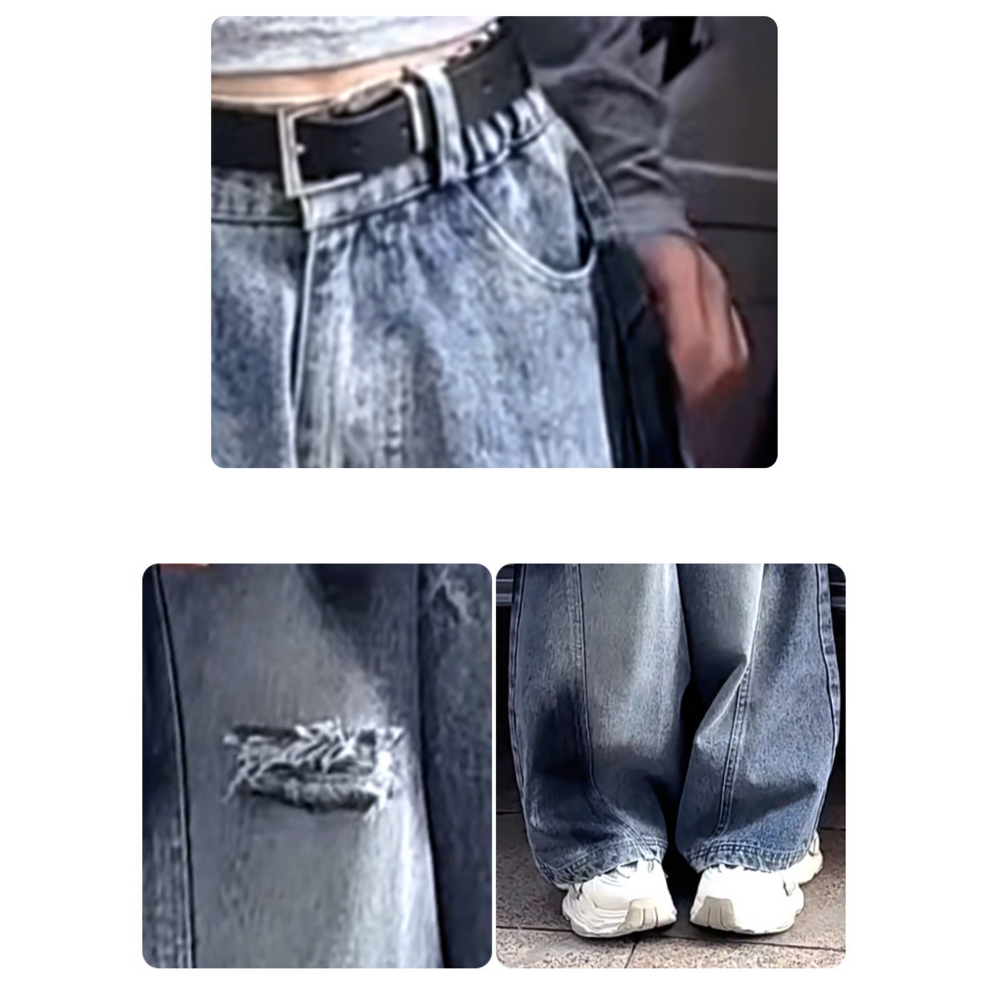 ストリートスタイルダメージワイドデニムパンツ wrw25aw063