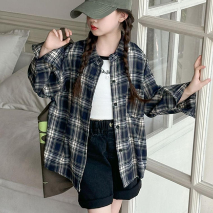 ルーズシルエットチェックネル長袖シャツ　wrw25aw160