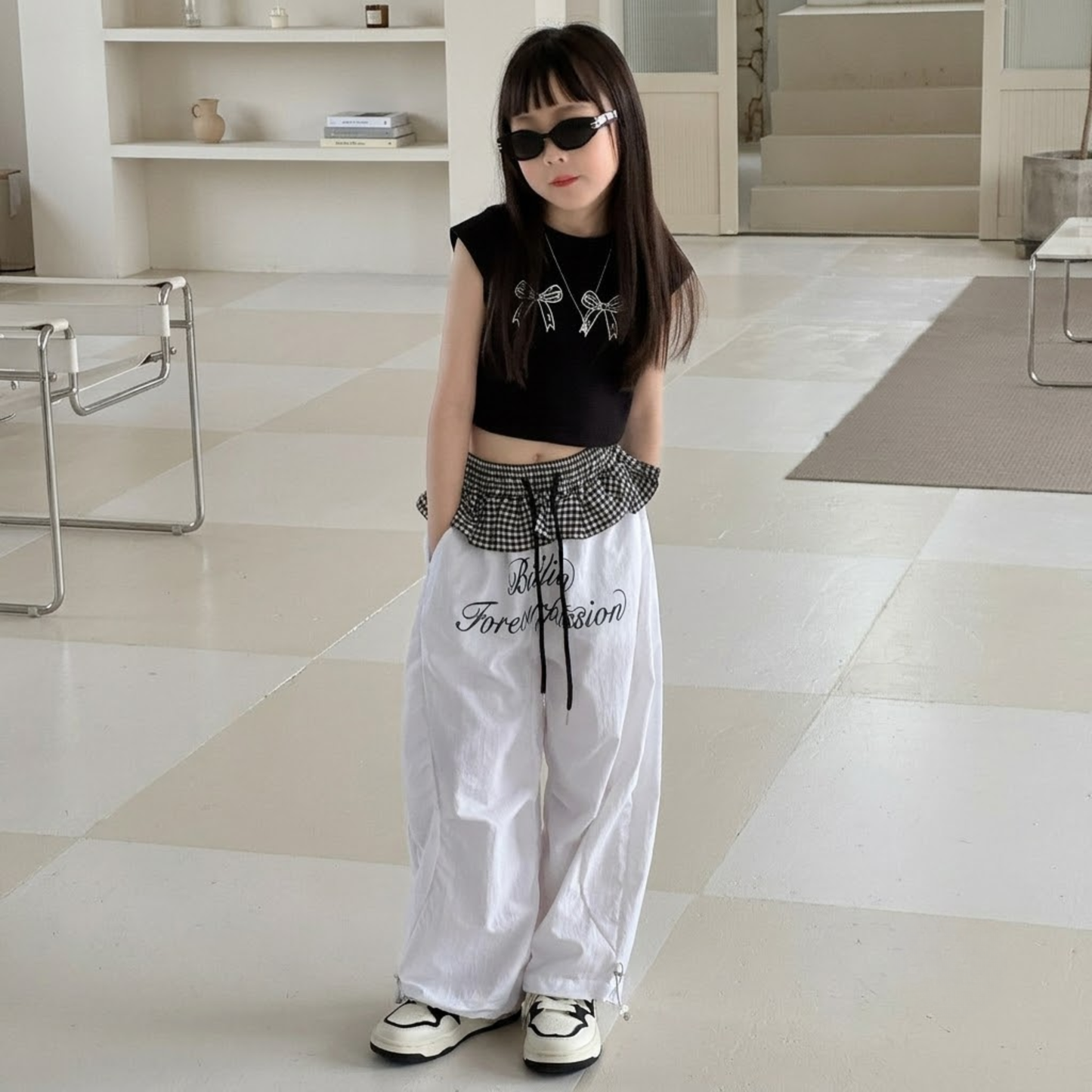 ダブルリボン フレンチスリーブクロップドTシャツ  　wrw1062676