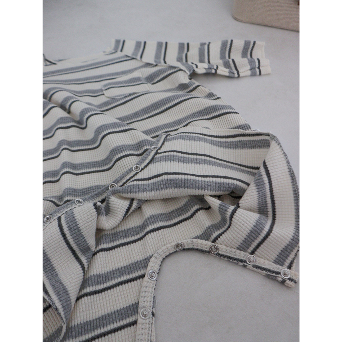 ボーダーワッフルロンパース   wrw25sp061