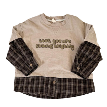 【メール便OK】チェックシャツレイヤードロンT　wrw25aw001