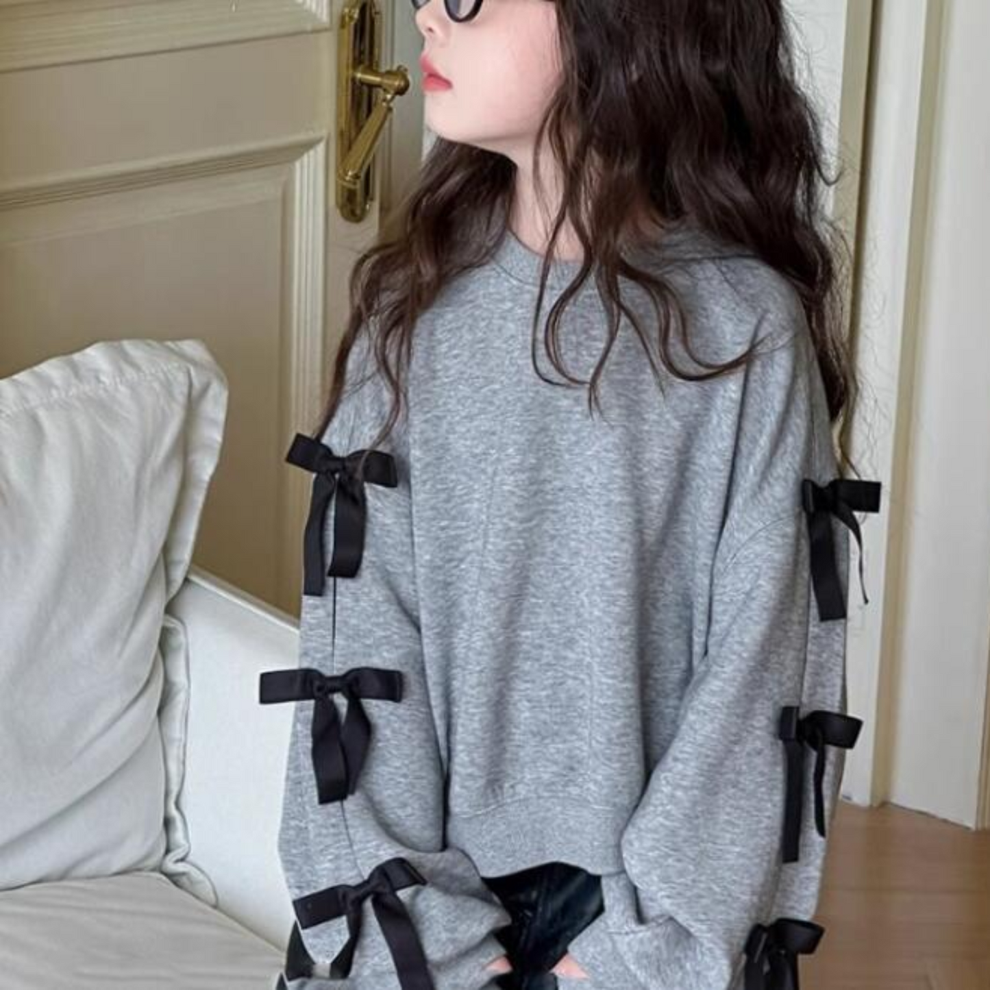 袖リボンスウェットロンT  wrw24aw970