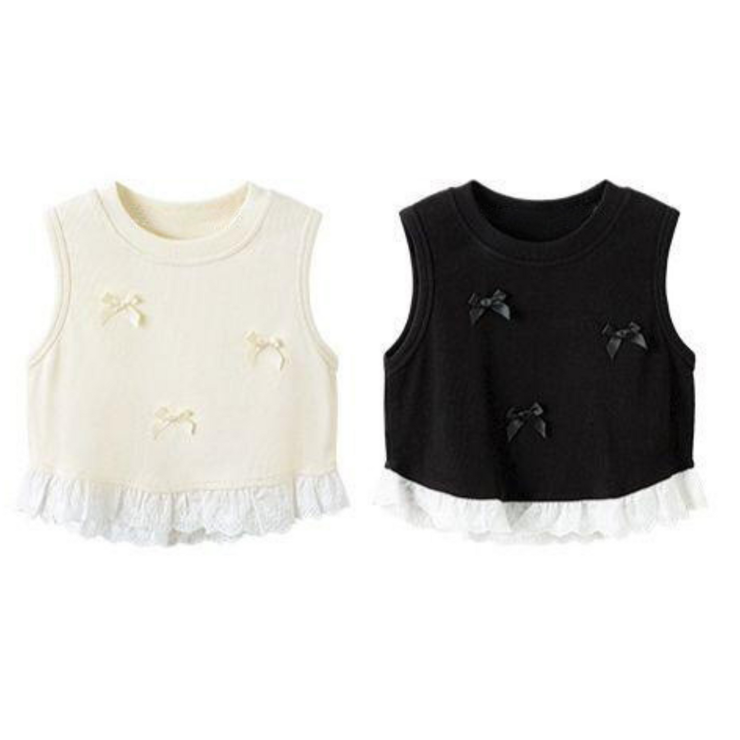 【メール便OK】レースとリボン付けタンクトップTシャツ   wrw25ss196