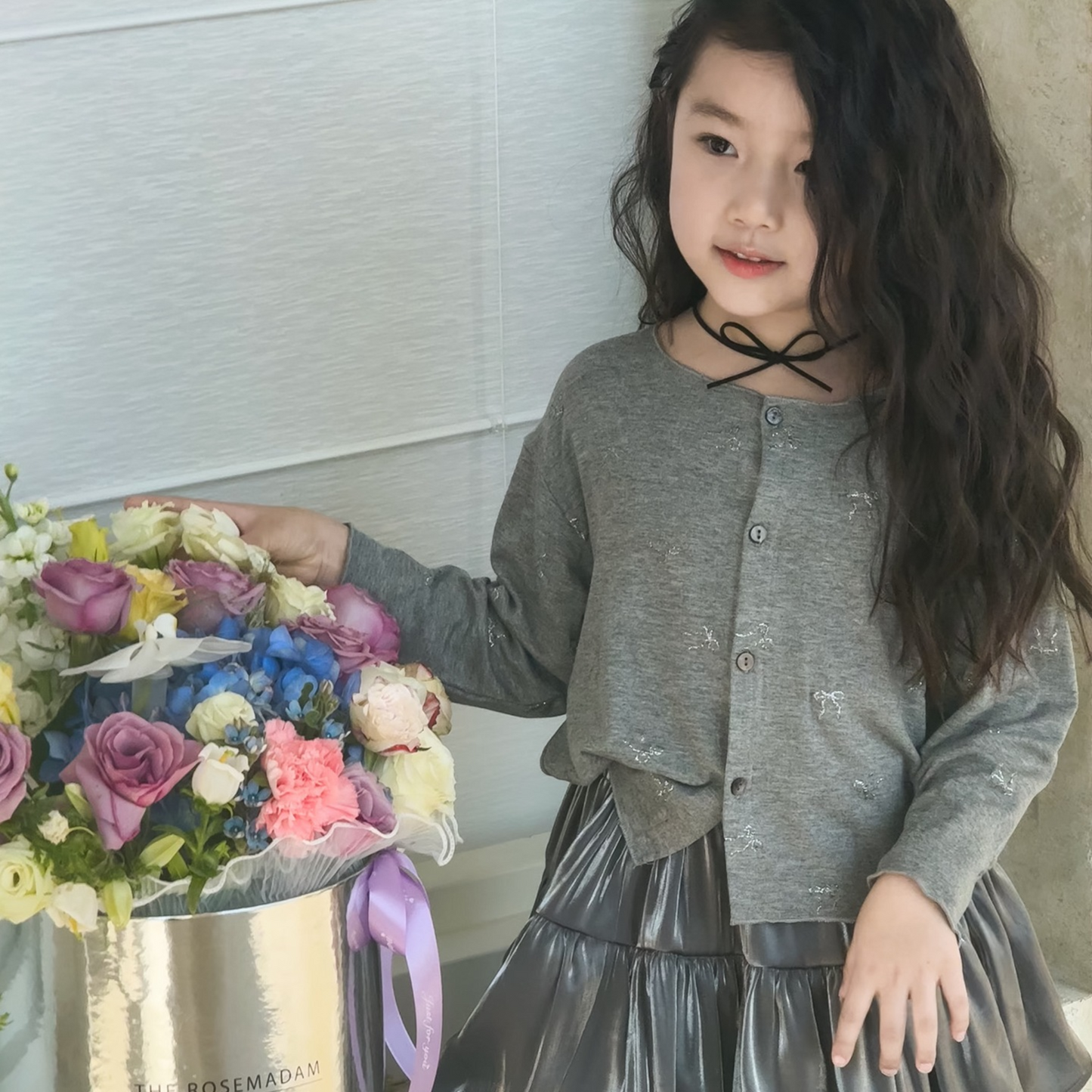 【メール便OK】メタリックリボン柄カーディガン風ロンT  wrw25sp127