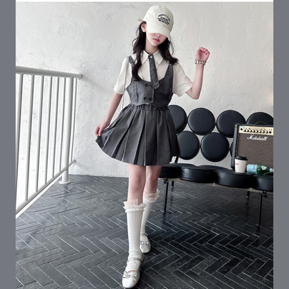 スクールガール風ネクタイ付きプレッピーセットアップ	wrw1022316
