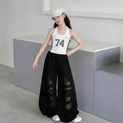 ダメージレース ワイドロングパンツ 　wrw1082086