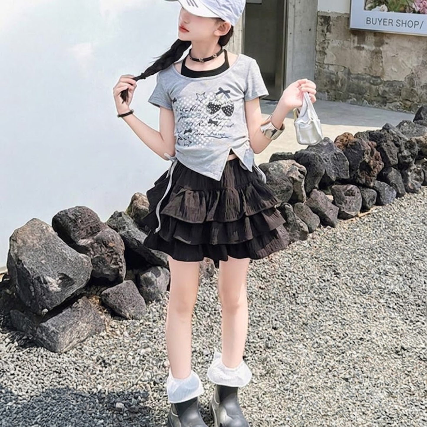 フェイクレイヤード サイドドロスト イレヘムTシャツ  　wrw1062656