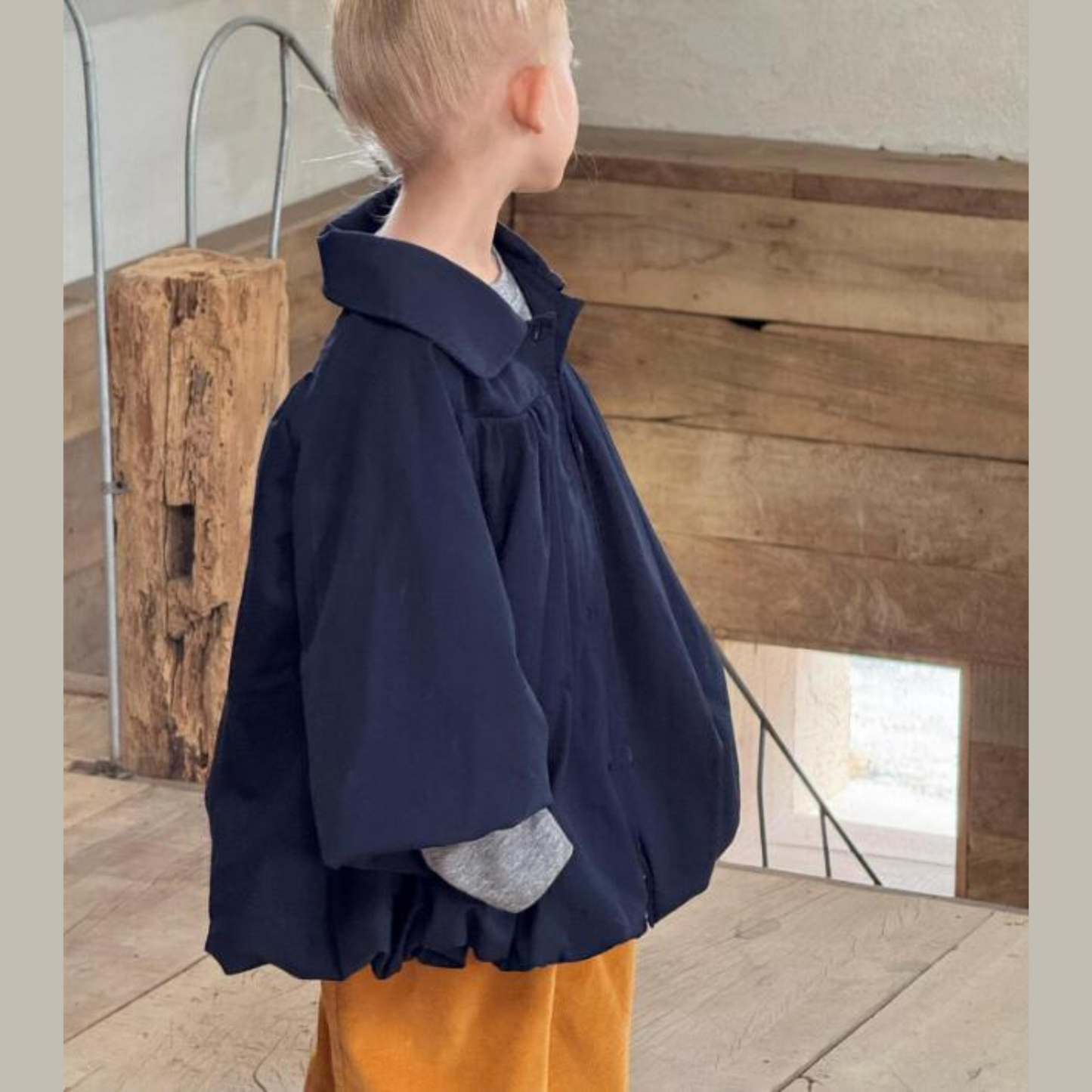 ラウンドカラーバルーンロングコートジャケット wrw25aw109