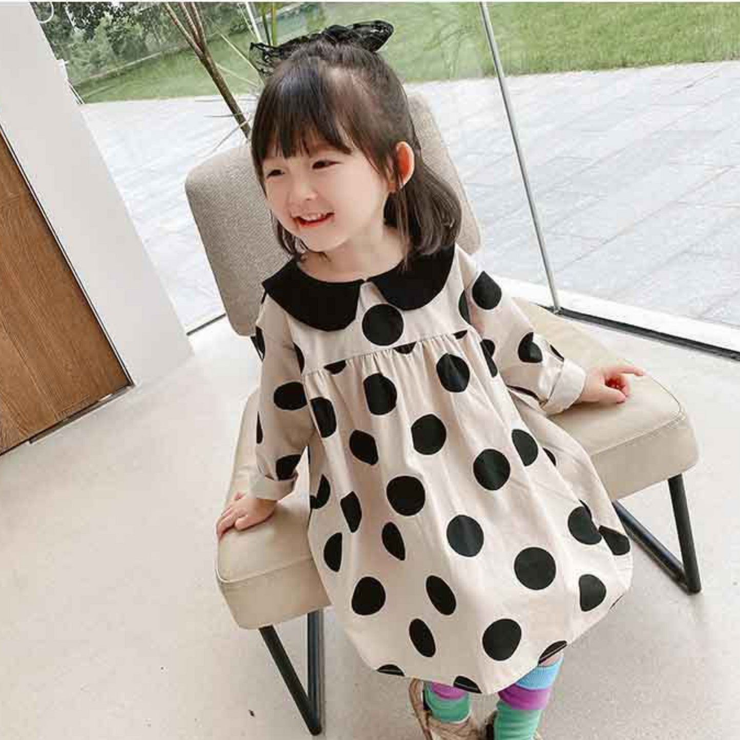 ピーターパン襟x長袖ワンピース　wrw24ss306