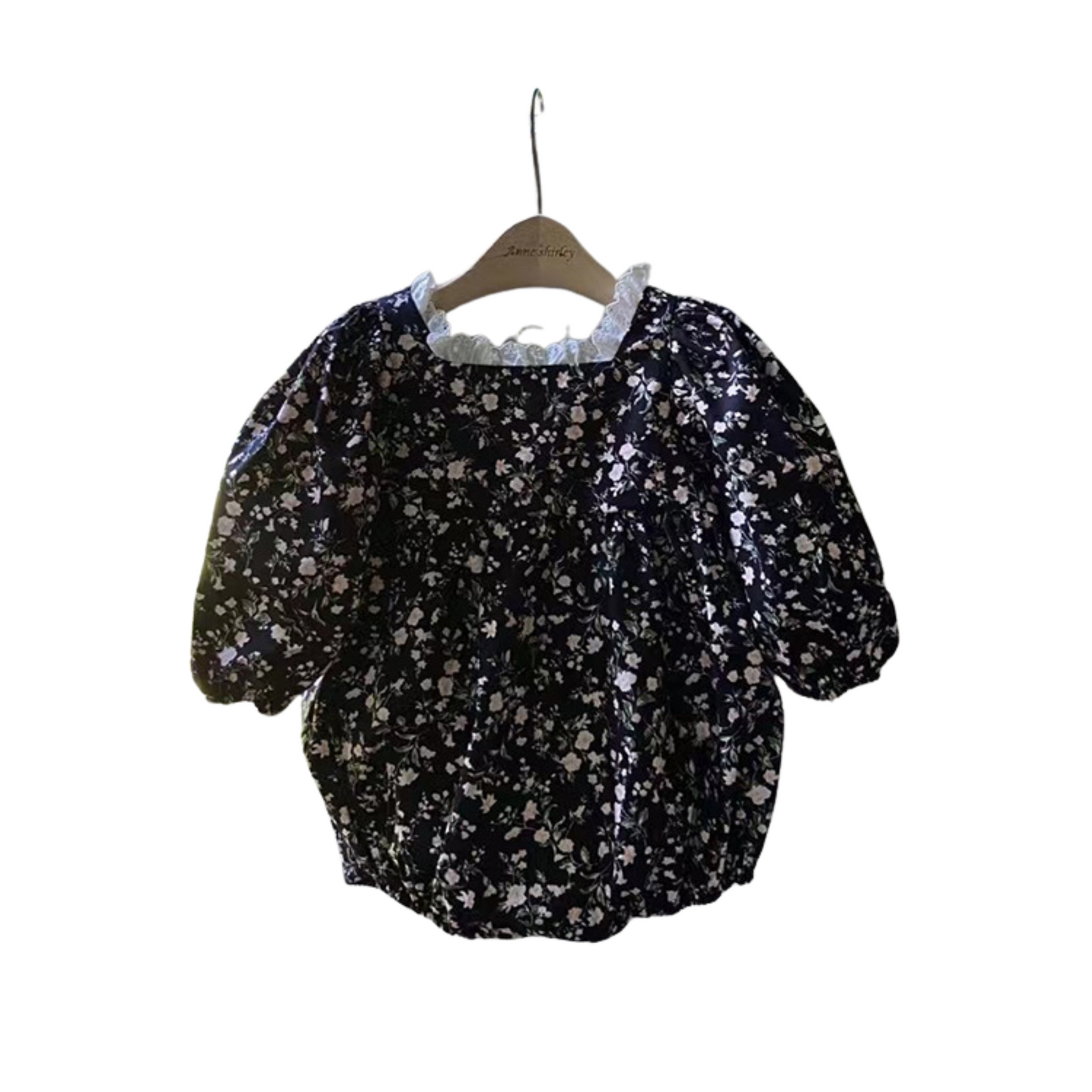 小花柄xレースふんわり長袖ロンパース  wrw25aw003