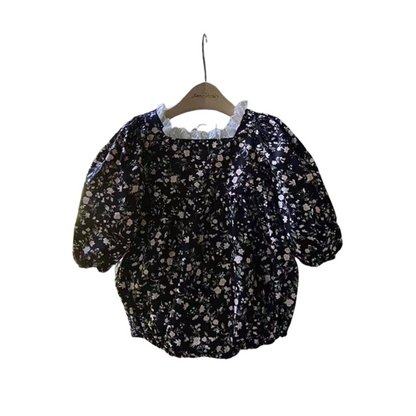 小花柄xレースふんわり長袖ロンパース  wrw25aw003