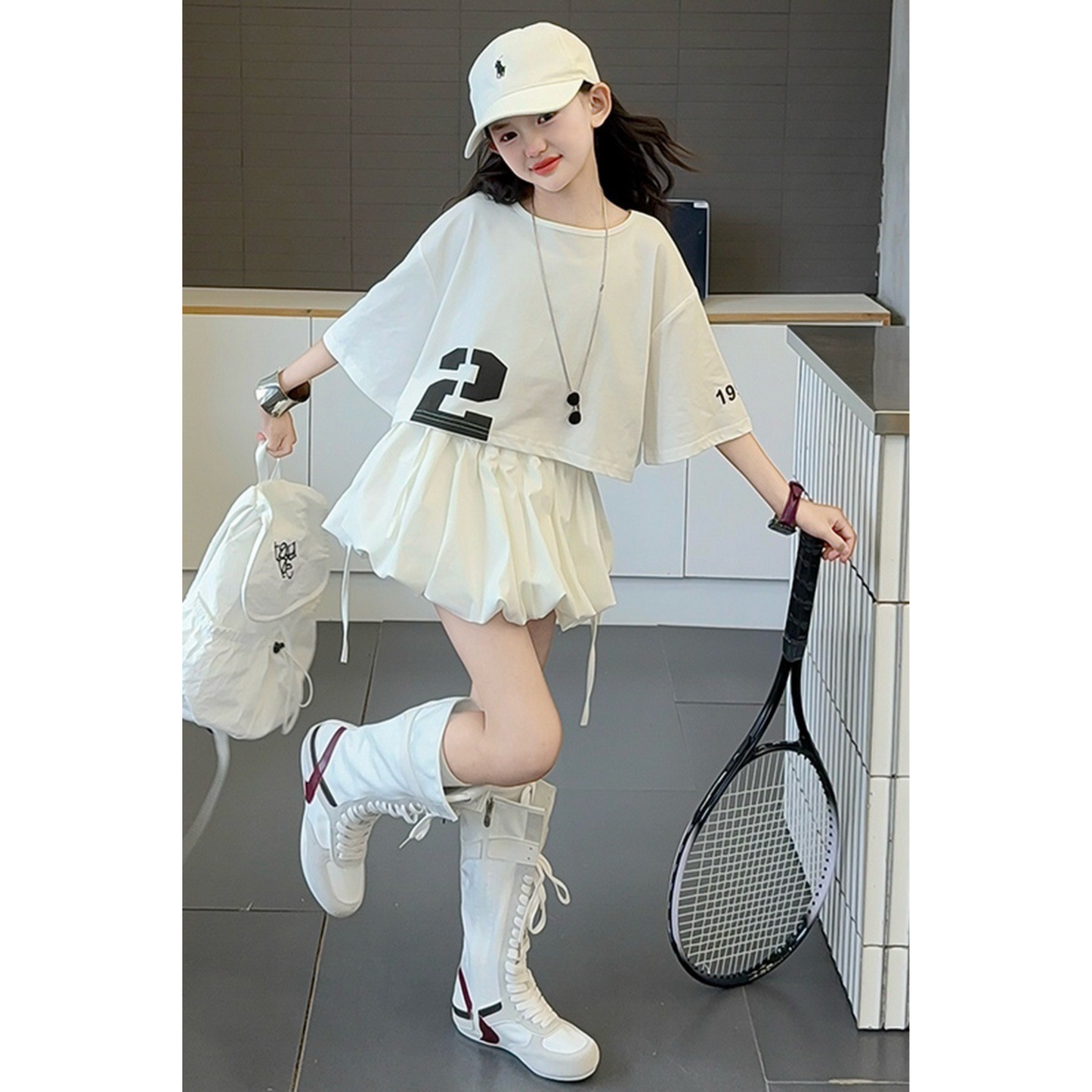 【メール便OK】ナンバープリントクロップドロンT  wrw25aw076