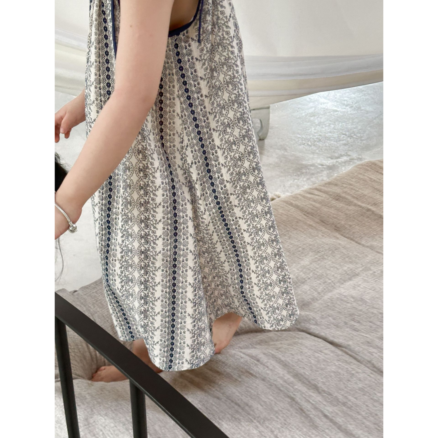 【メール便OK】キャミネイビーデザインプリントワンピース   wrw25ss334