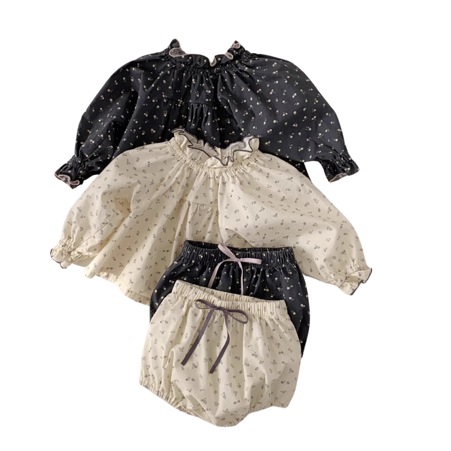 【メール便OK】小花柄長袖ロンパースセットアップ  wrw25aw095