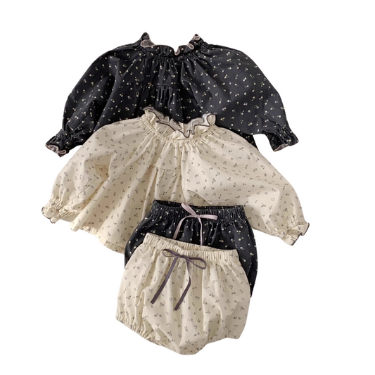 【メール便OK】小花柄長袖ロンパースセットアップ  wrw25aw095