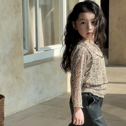 【メール便OK】グラフィカルな文字レイヤーロンT  wrw25sp129