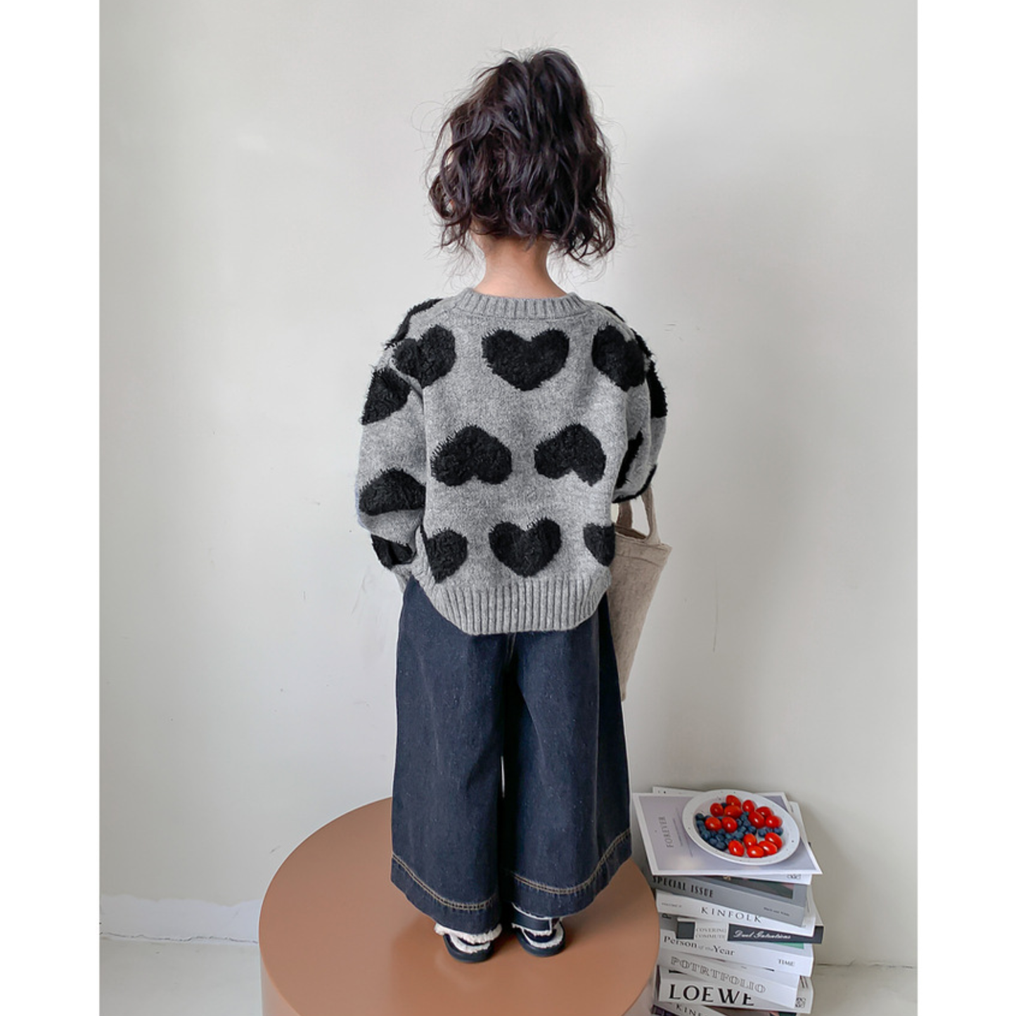 ハート柄長袖ニットスウェットロンT　wrw25aw244