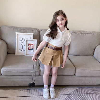 太めのベルト付きプリーツスカート　wrw25aw083