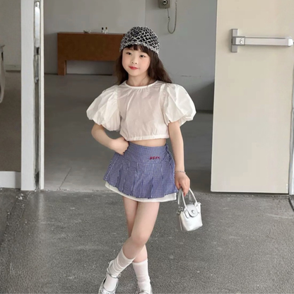 バックリボン パフスリーブ クロップドトップス・Tシャツ  　wrw1062686