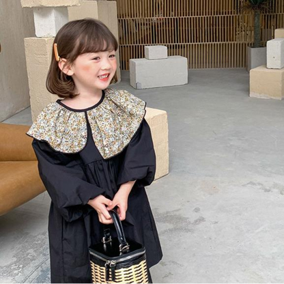 大きめの花柄襟付きふんわり袖ワンピース   wrw24ss305