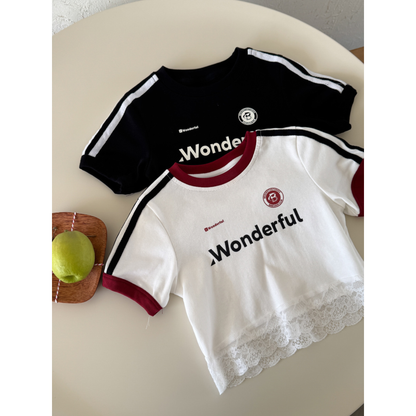 スポーティーガーリー 裾レースロゴＴシャツ	wrw1062506
