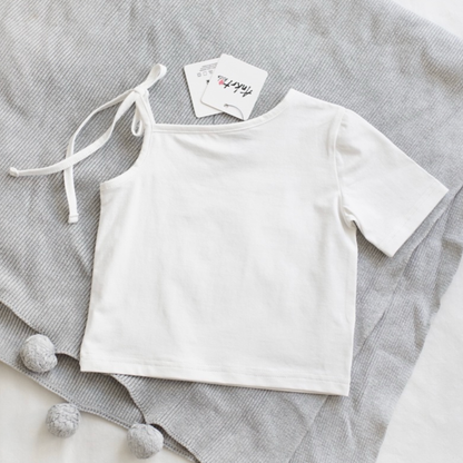 ワンショルダー ストラップ クロップドTシャツ 　wrw1062716
