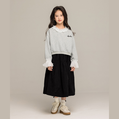 ネックと袖口レースプリーツトップス   wrw25sp004