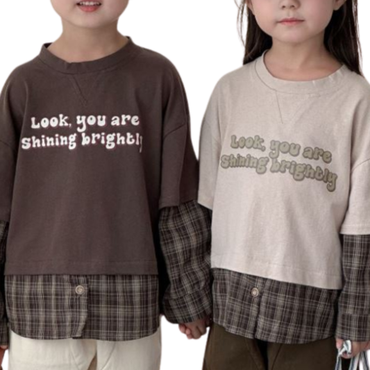 【メール便OK】チェックシャツレイヤードロンT　wrw25aw001