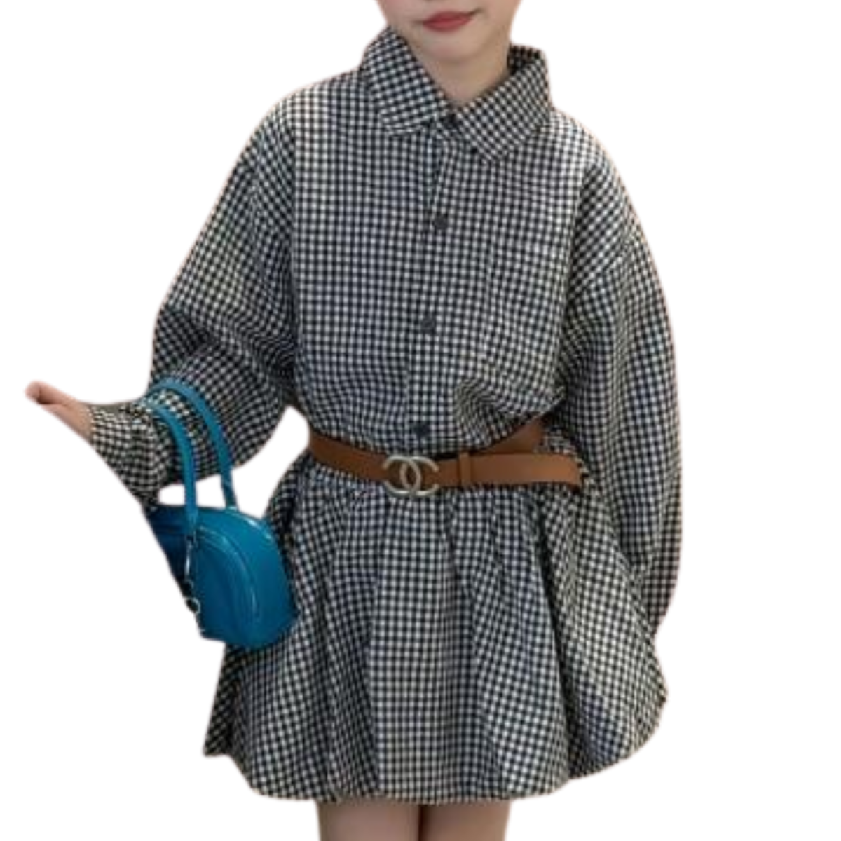 長袖ギンガムチェックワンピース　　wrw25aw065