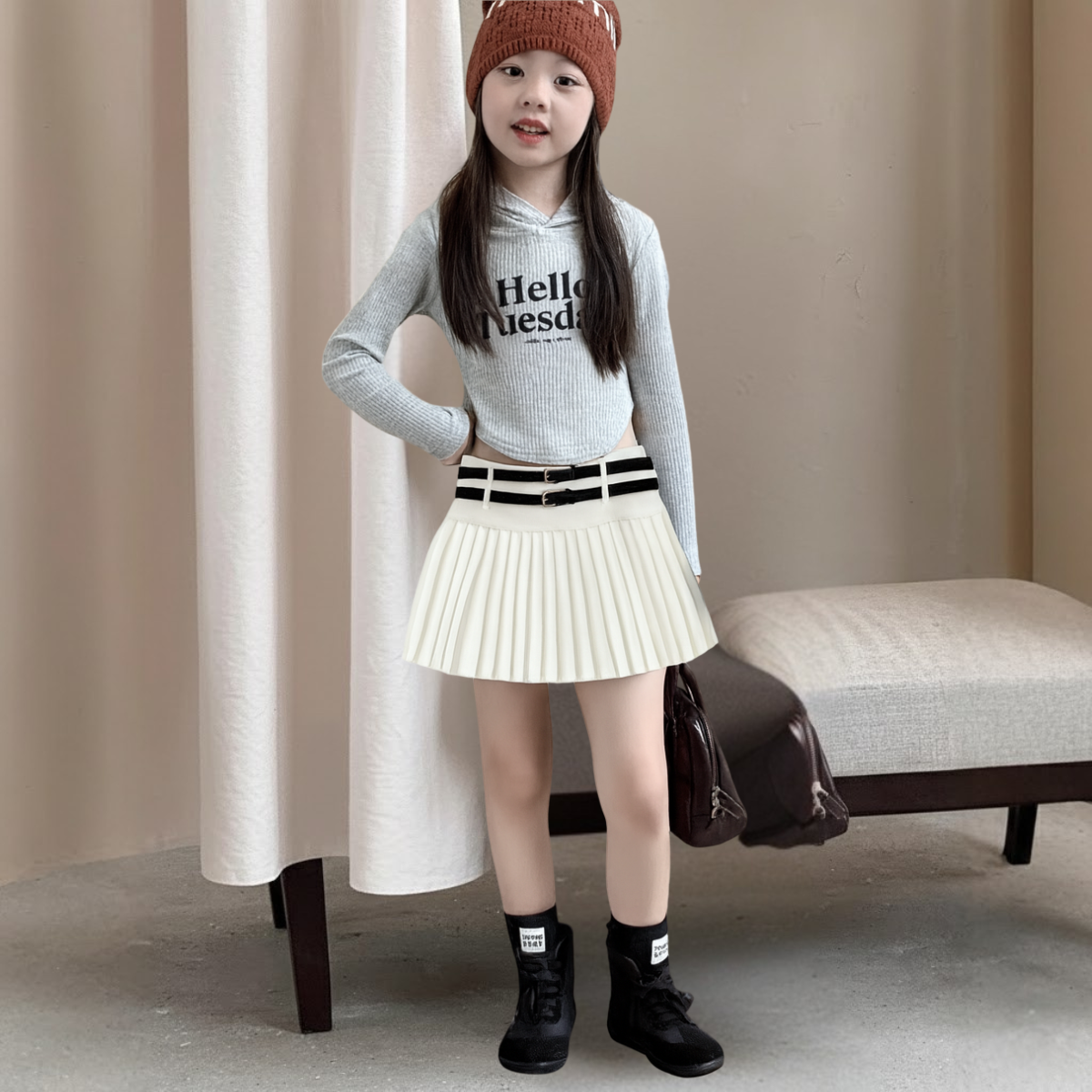 ダブルベルトプリーツスカート　wrw25aw050