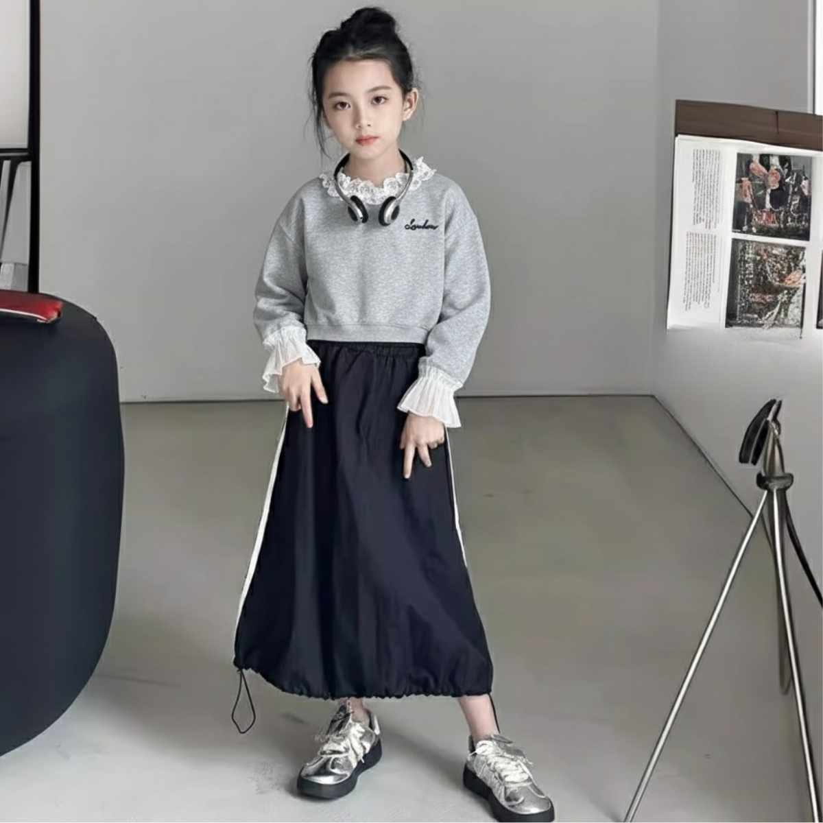 【メール便OK】サイドラインxドローコードロングスカート  wrw25aw066