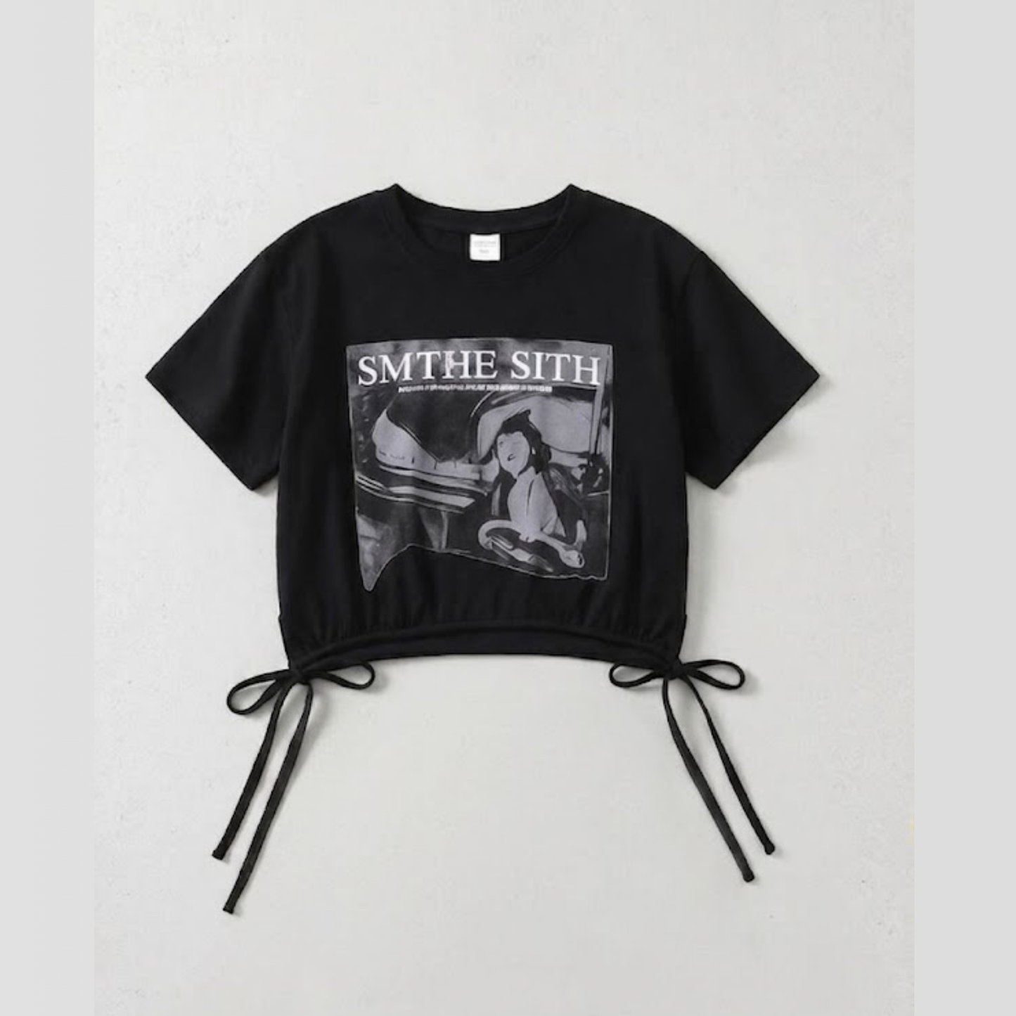 グラフィックプリント 裾ドロスト クロップドTシャツ  　wrw1062856