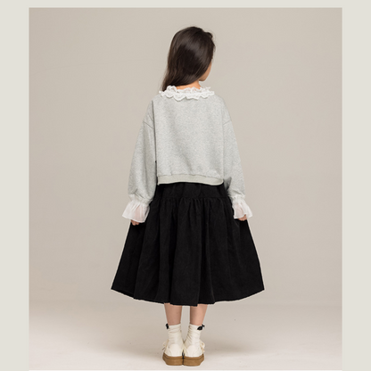 ネックと袖口レースプリーツトップス   wrw25sp004